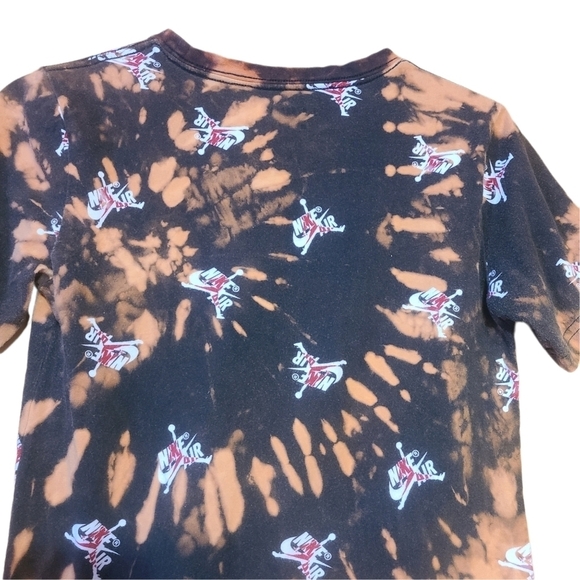 Jordan Nike Air black brown reverse bleach tye Dye short-sleeved crew-neck shirt - Picture 2 of 9